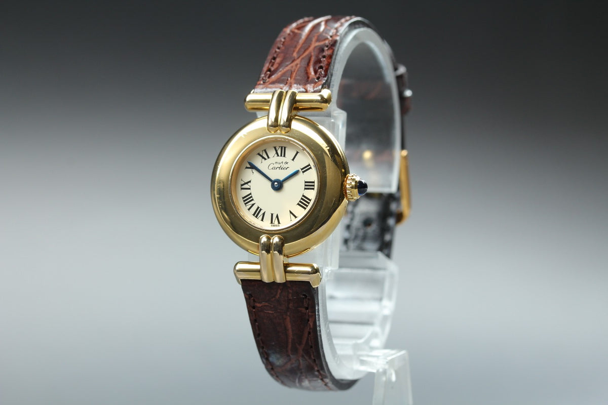 Cartier Must Colisee Vermeil 590002 Brown Gold Women's Quartz Watch Vintage