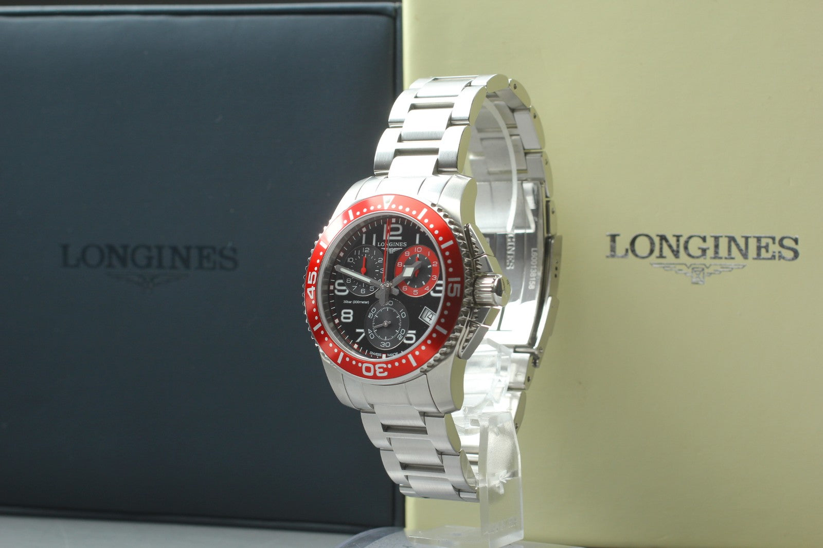 LONGINES Admiral L3.690.4 Chronograph Black Dial Quartz Men's Watch 40mm JP Box