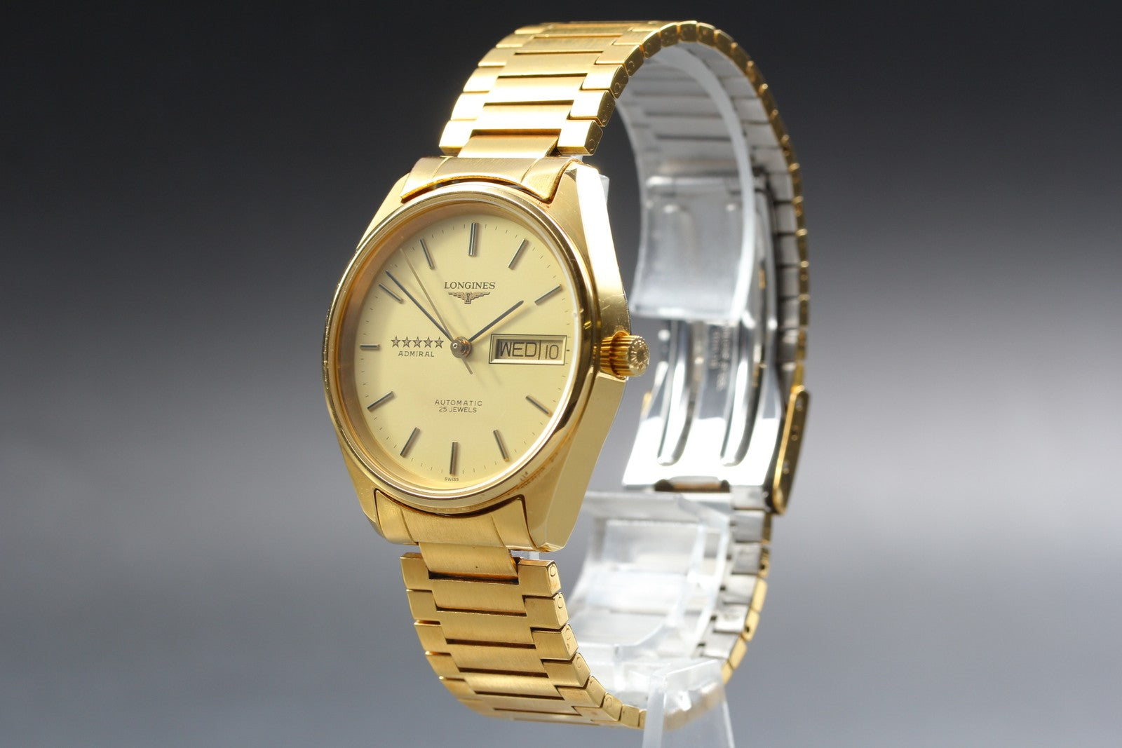 LONGINES Admiral 5 Star L7.634.2 Automatic Gold Day/Date Men's Watch 33mm JAPAN