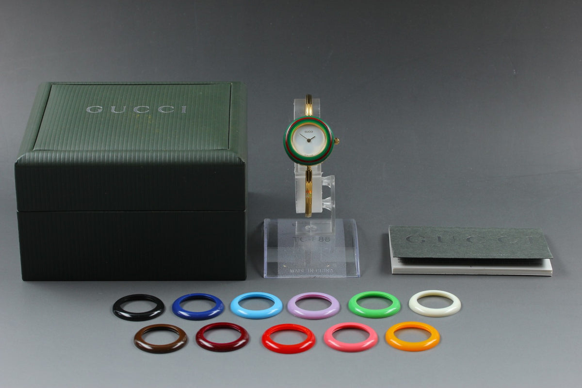New Batt GUCCI Change Bezel 11/12.2 12Color Quartz Women's Watch 25mm JAPAN Box