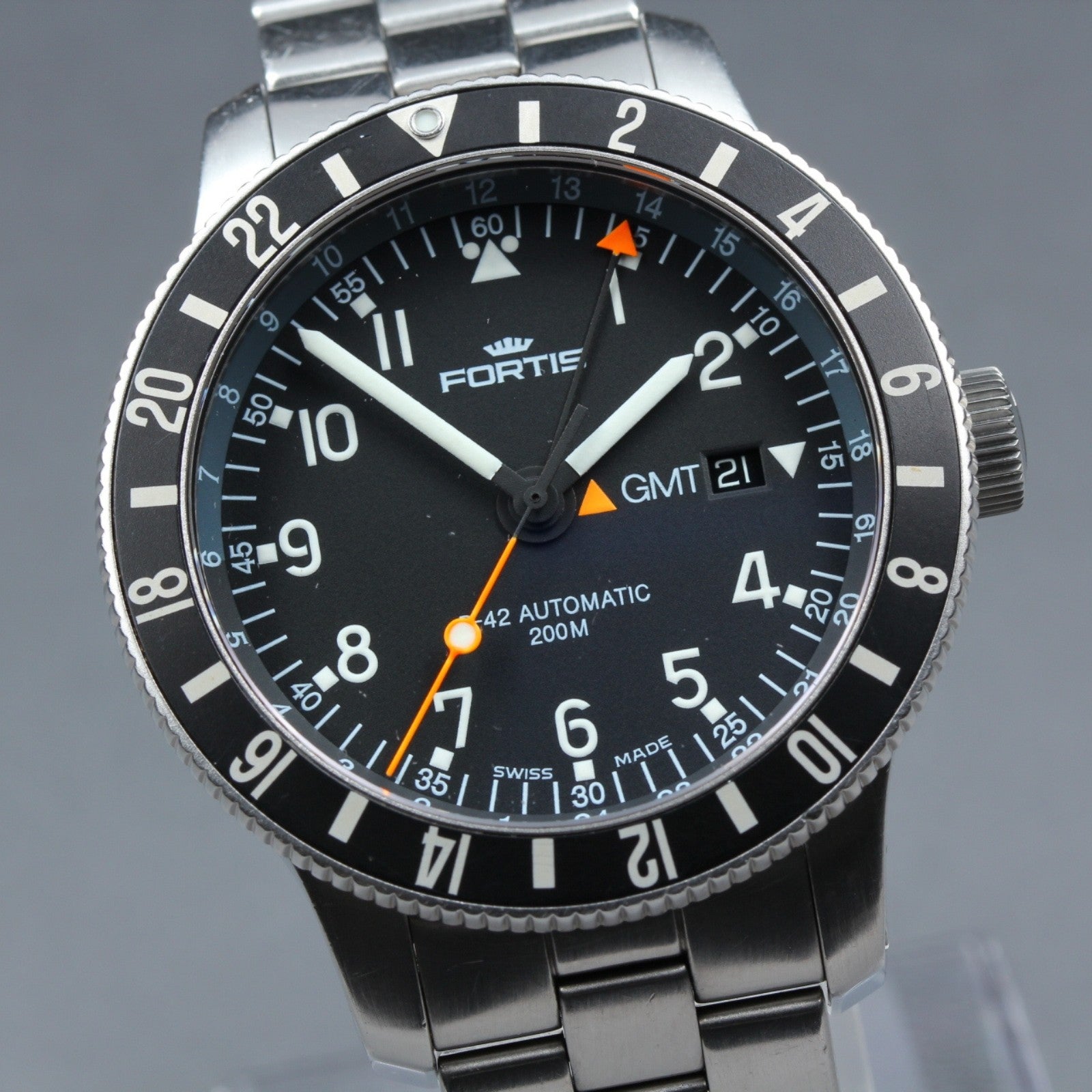 Overhauled FORTIS Cosmo Note 649.10.148.3 Automatic Men's Watch 44mm JAPAN