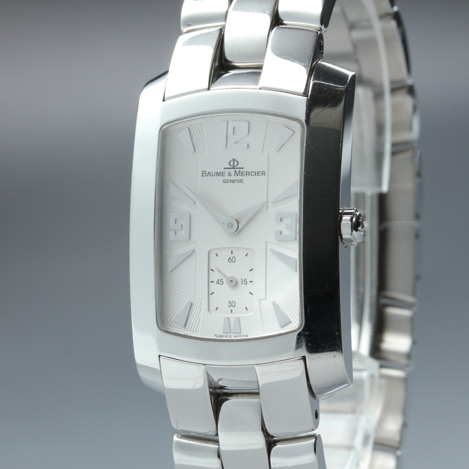 New Batt BAUME&MERCIER Hampton Milleis 65310 Quartz Silver Men's Watch 26mm JP