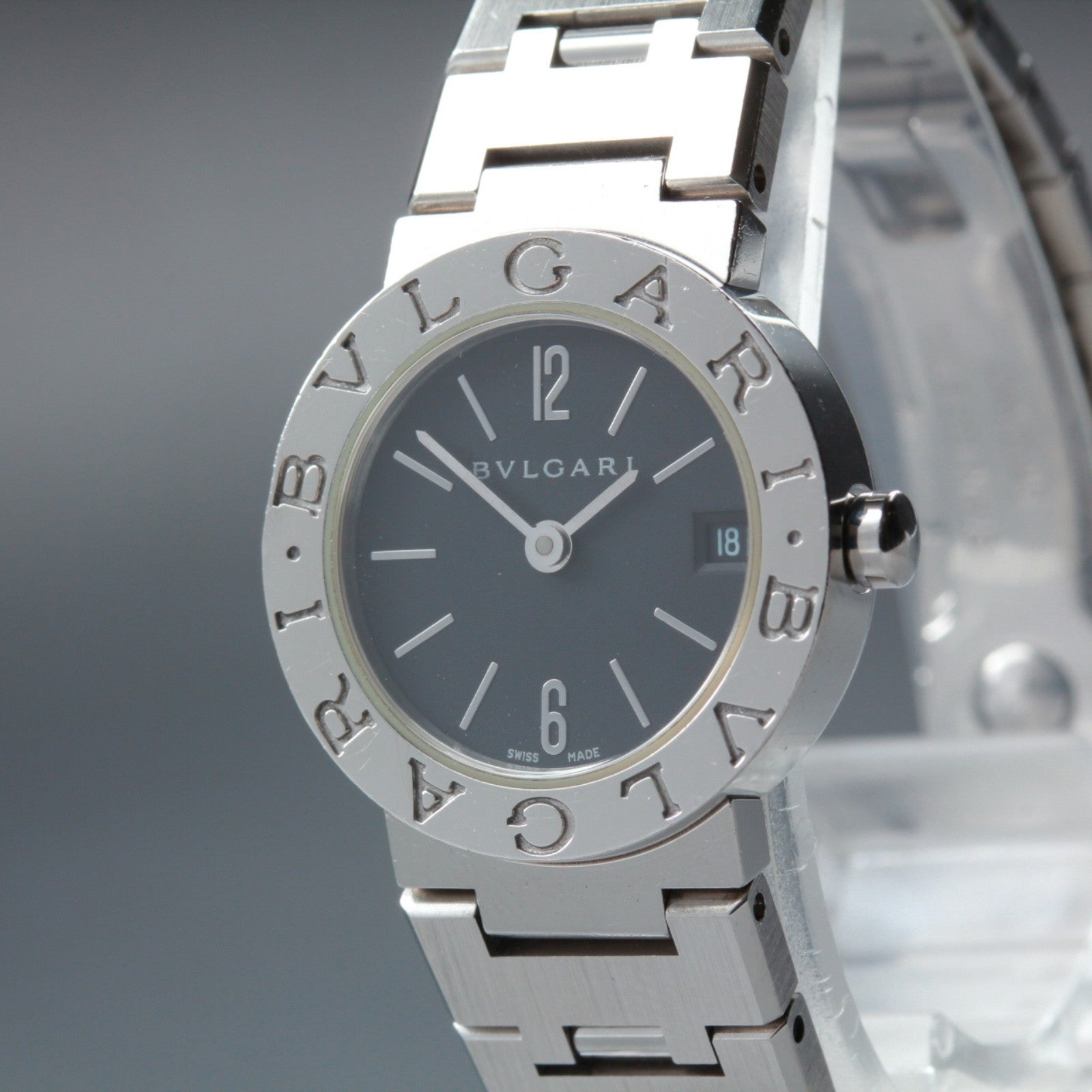 Exc+5* BVLGARI Bulgari Bulgari BB23SS Black Dial Quartz Women's Watch 23mm JAPAN