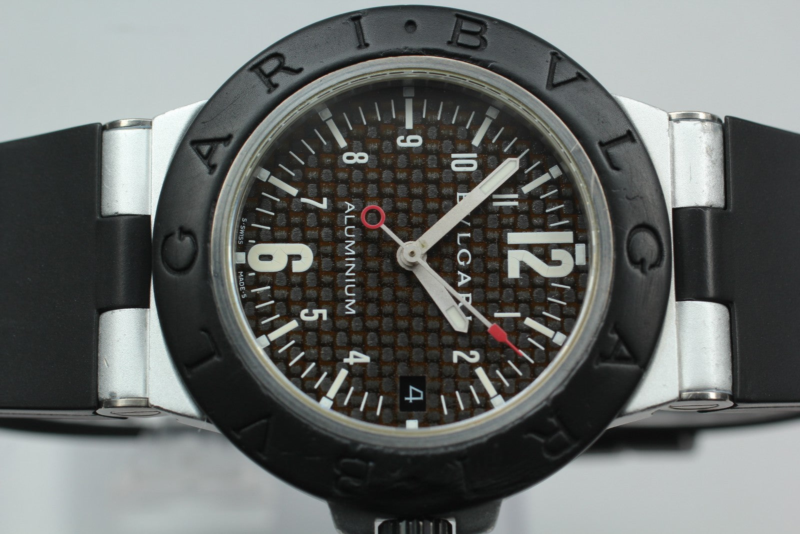overhauled BVLGARI Aluminum AL38TA Black Men's Automatic Watch 38mm JAPAN Box