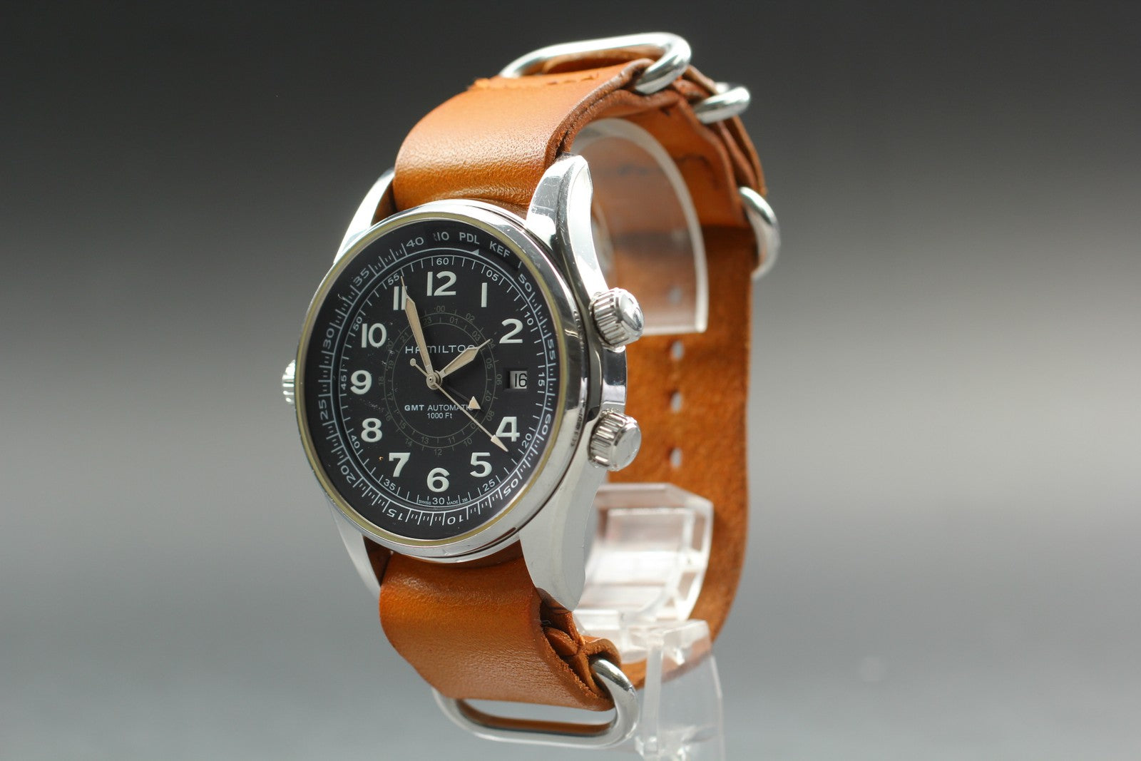 Hamilton Khaki UTC H775050 GMT Automatic Black Men's Watch 43mm JAPAN Box