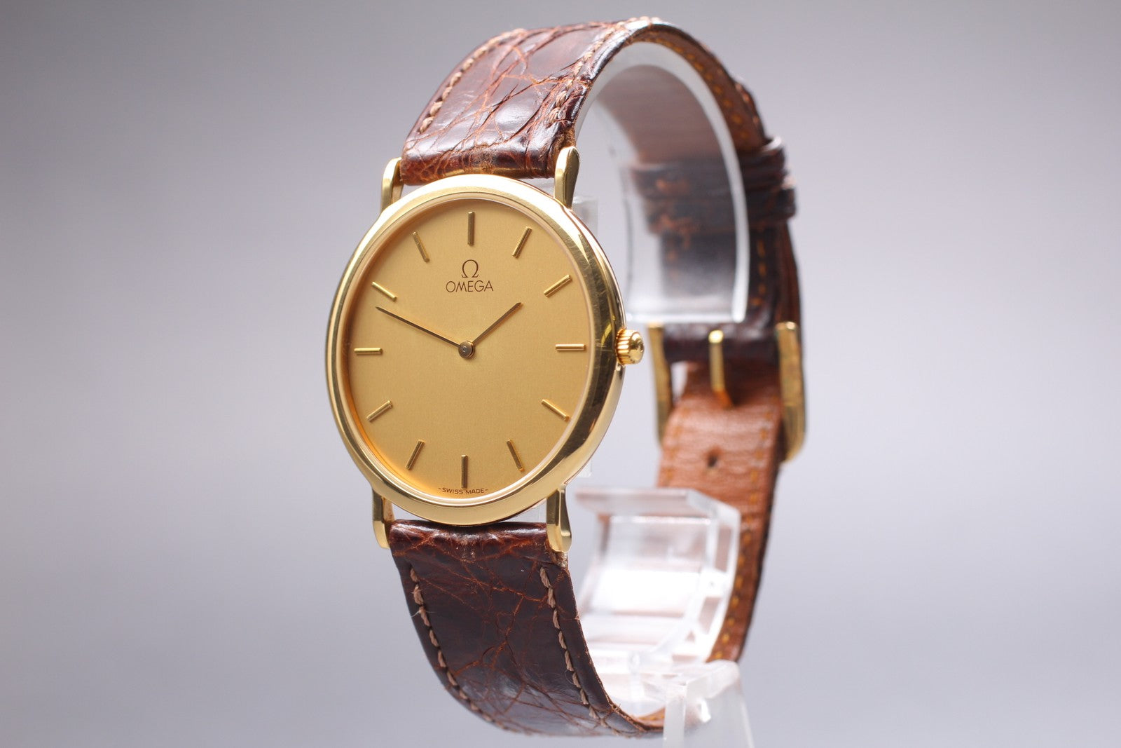 OMEGA DeVille 1378 195.0075.2 Gold Dial Quartz Men's Watch 32mm From JAPAN