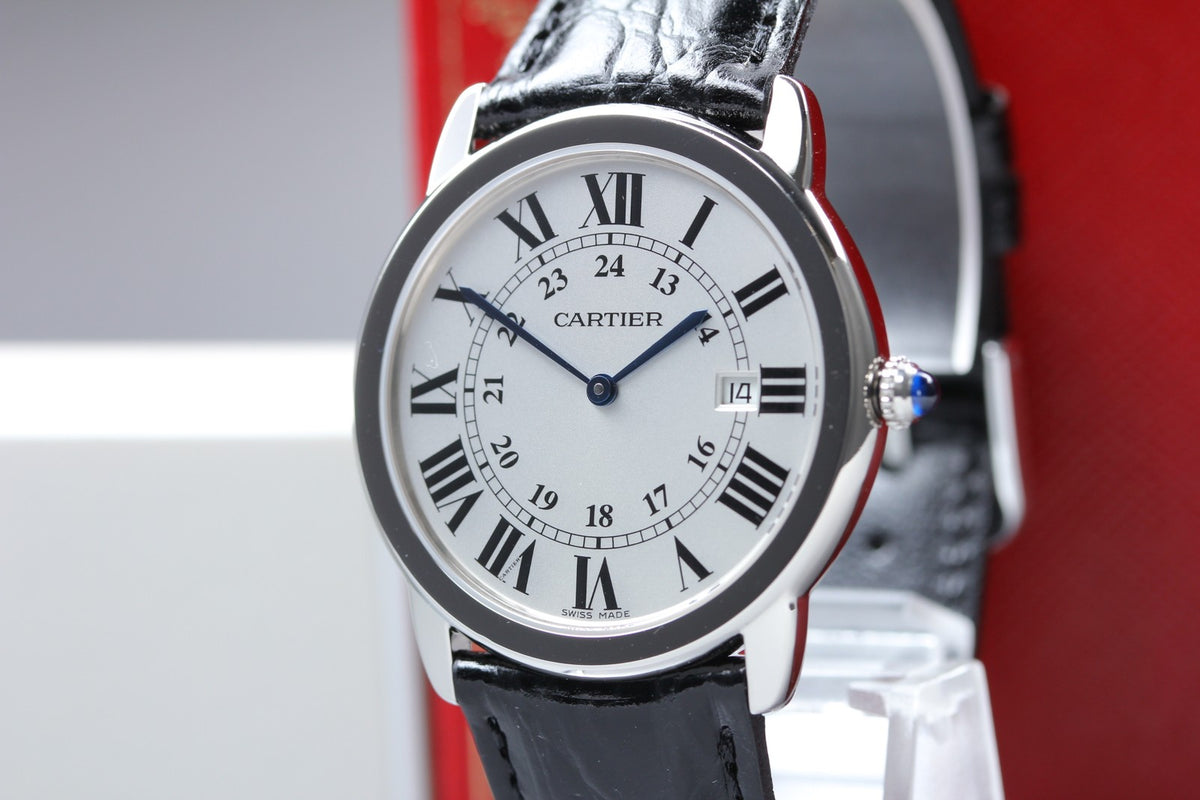 Cartier Ronde Solo de Cartier 3603 Silver Quartz 35mm Unisex Watch Polished Box