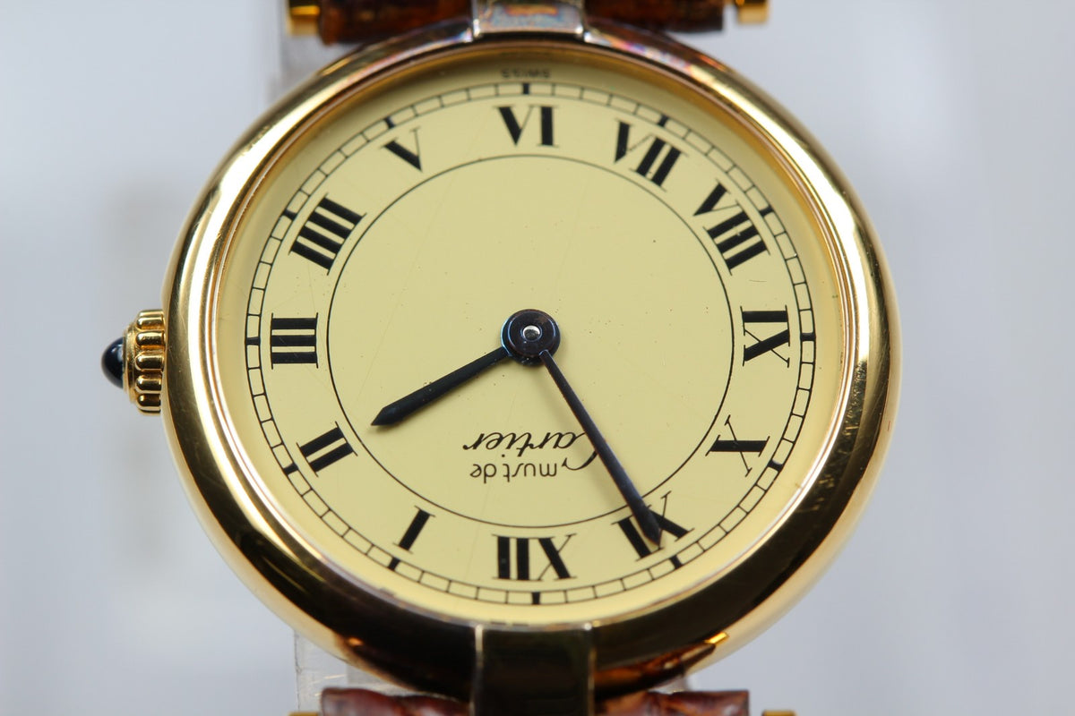 New Batt Cartier Must de Cartier Vendome 18 Quartz Women's Watch From JAPAN Box