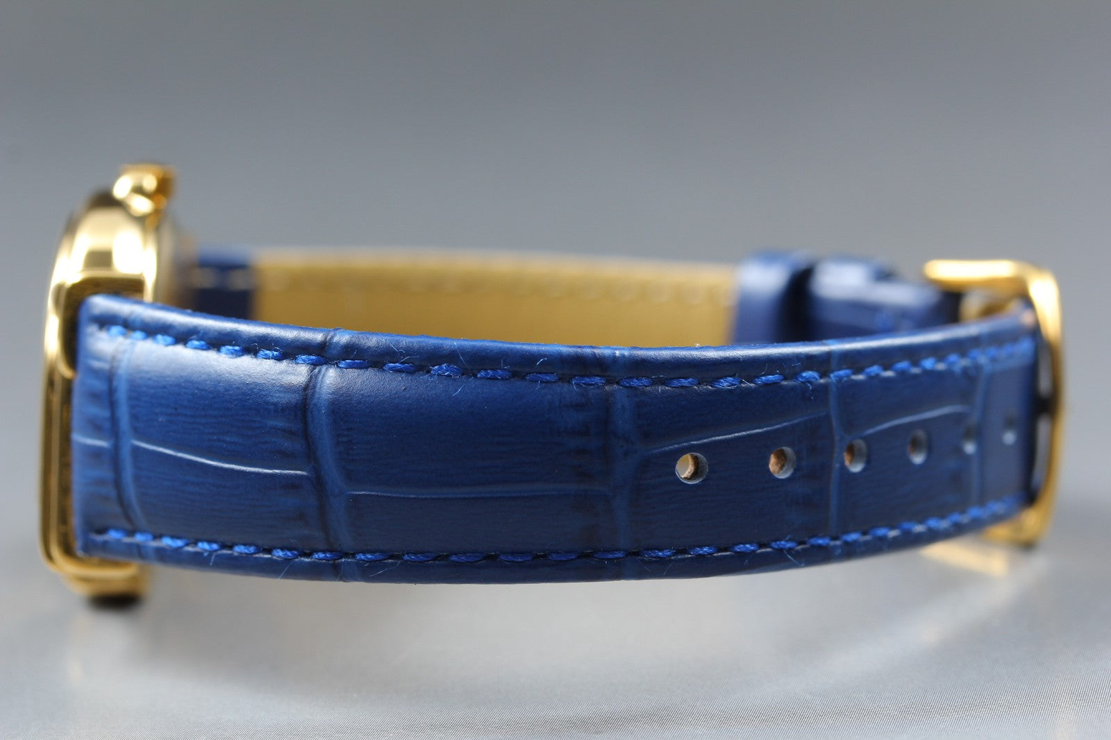 Vintage Jean d'eve Sectora Gold 30mm Blue Ivory Dial Unisex Quartz Watch