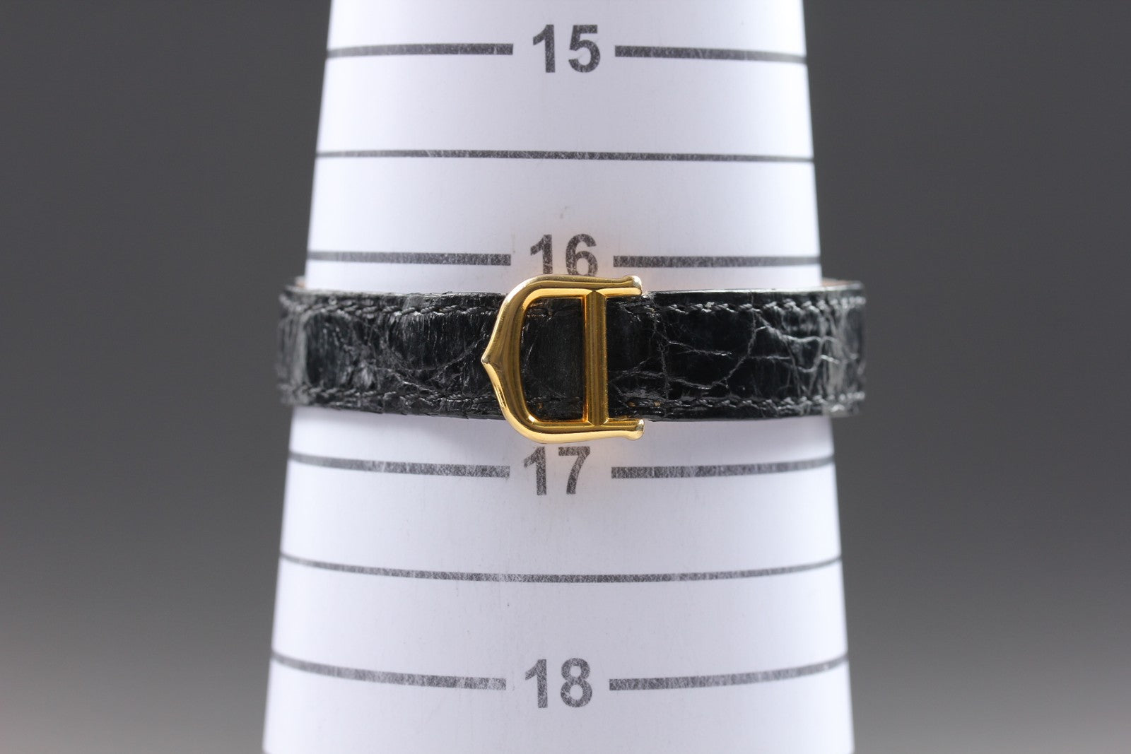 Vintage Cartier Must Vendome Vermeil 590004 Gold Black 24mm Women's Qz Watch