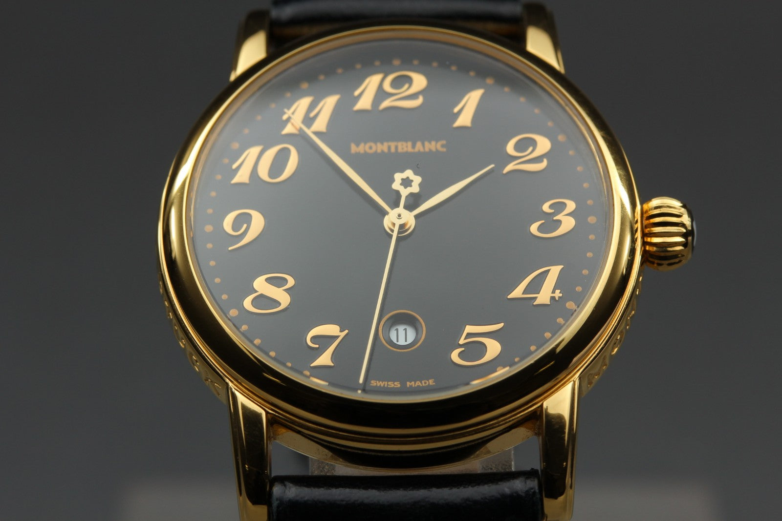 New Batt MONTBLANC Meisterstuck 7005 Quartz Black Men's Watch 31mm JAPAN Box