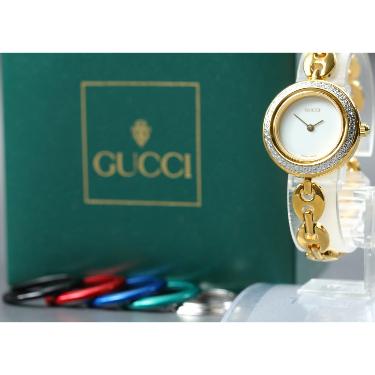 Vintage GUCCI Change Bezel 11/12.2 Quartz 6Color Women's Watch 25mm JAPAN Box
