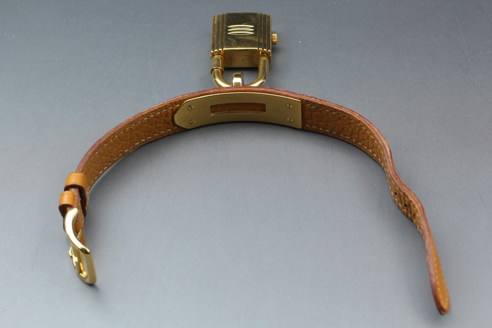 New Batt* HERMES Kelly KE1.201 Gold Dial Quartz Women's Watch JAPAN Exc+5*Box