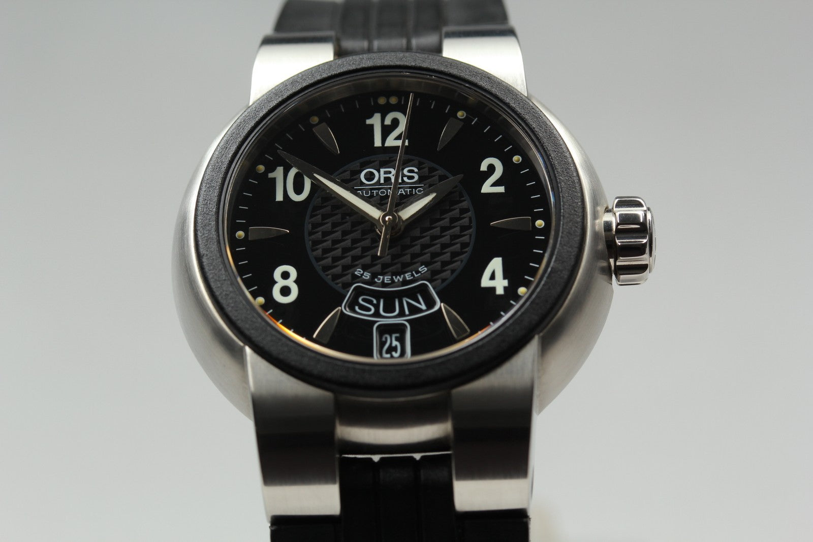 Exc+5*Box ORIS TT1 7523-44 Black Dial Automatic Day/Date Boy's Watch 37mm JAPAN