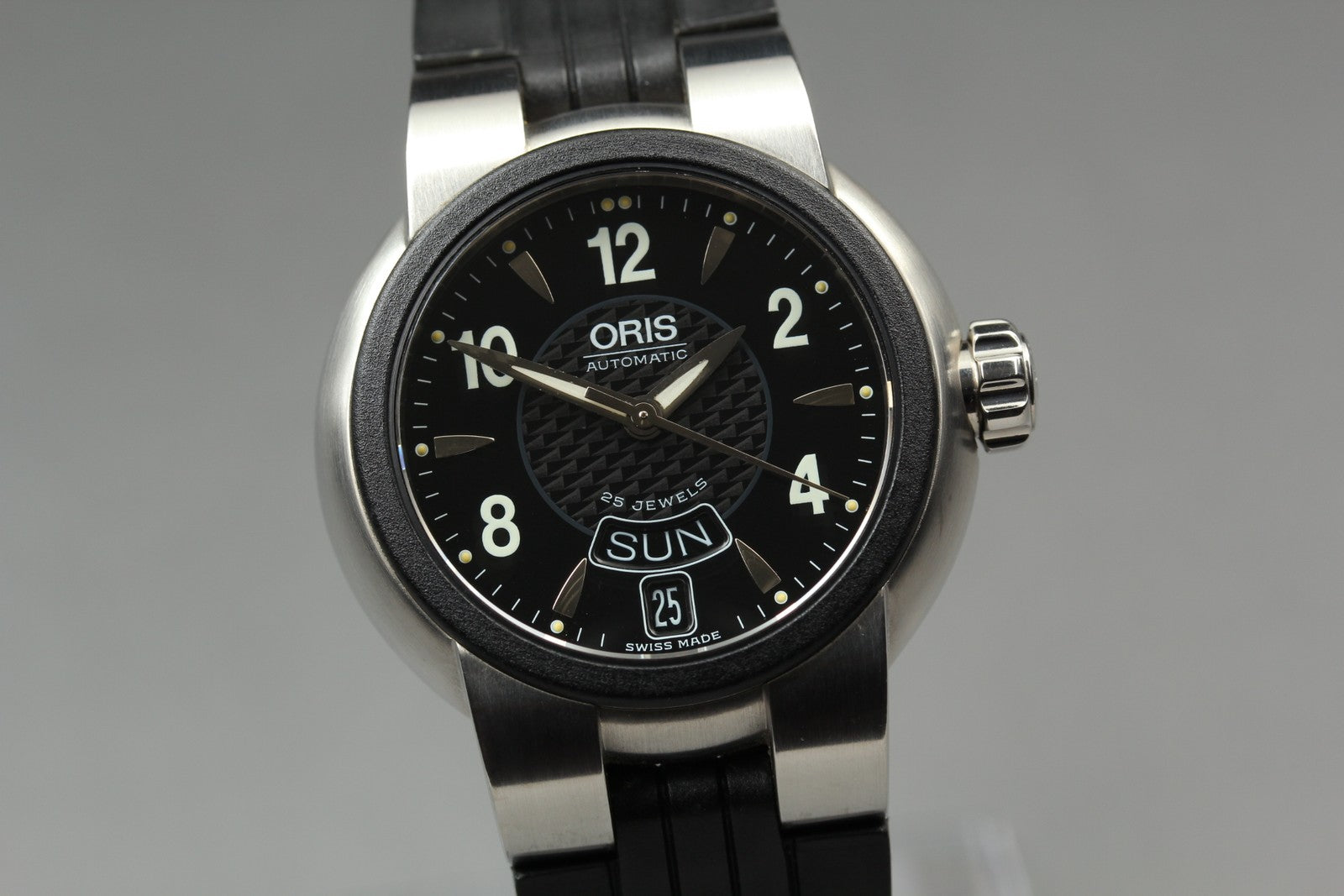 Exc+5*Box ORIS TT1 7523-44 Black Dial Automatic Day/Date Boy's Watch 37mm JAPAN