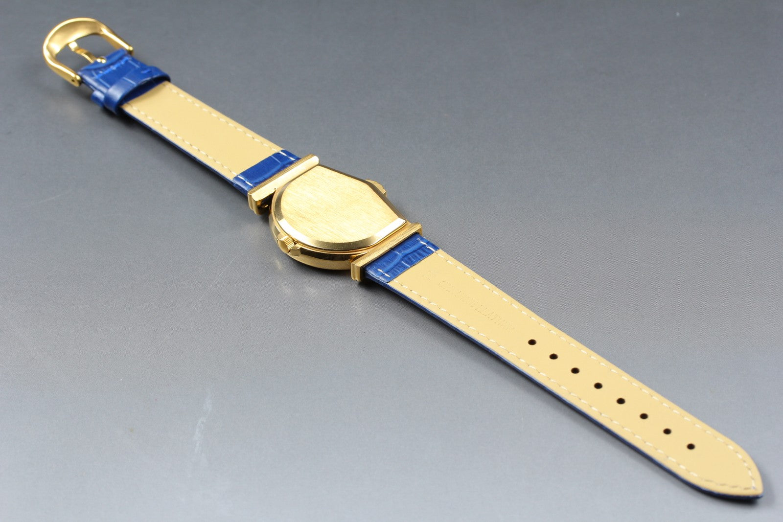 Vintage Jean d'eve Sectora Gold 30mm Blue Ivory Dial Unisex Quartz Watch