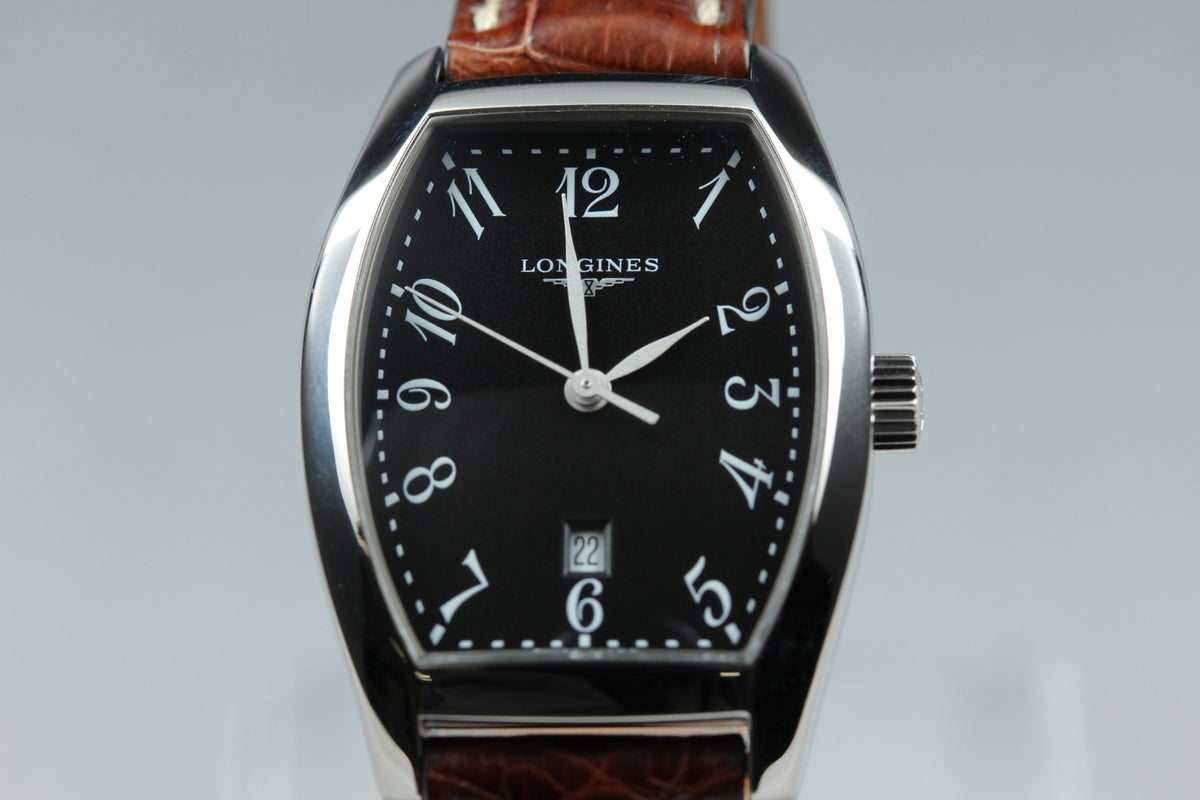 LONGINES evidenza L2.155.4 Quartz Black Dial Date Women's Watch 25mm JAPAN Box
