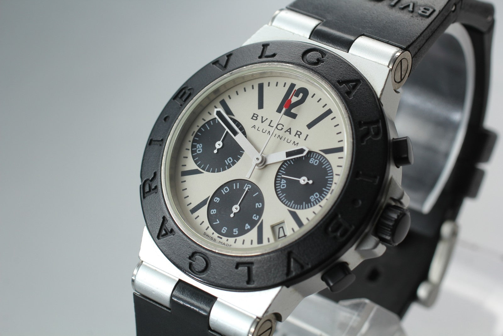 BVLGARI Aluminium AC38TA Automatic chronograph Date Men's Watch 38mm From JAPAN