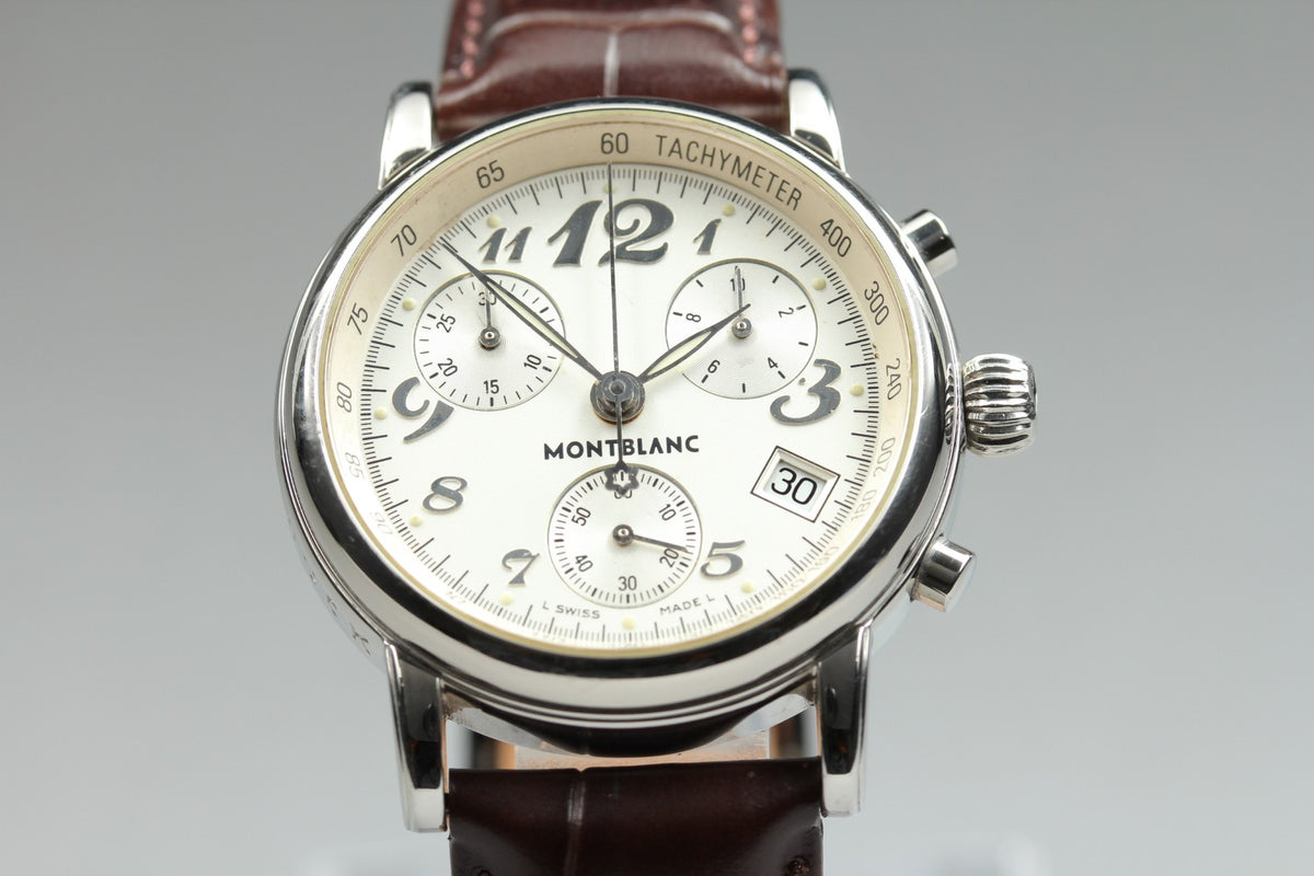 MONTBLANC Meisterstuck 7038 Chronograph Quartz Silver Men's Watch 35mm JAPAN