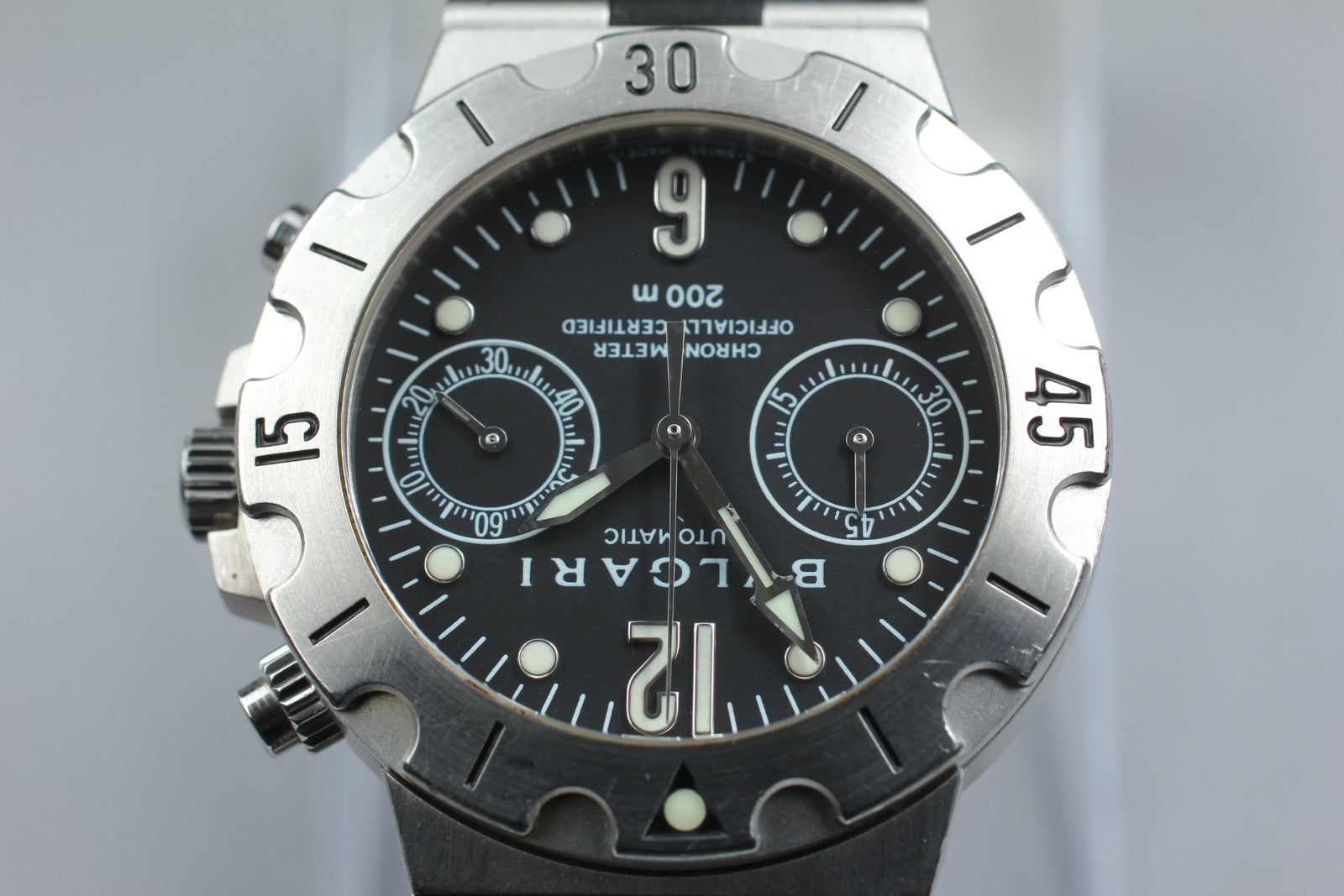 Exc+5* BVLGARI Diagono Scuba SCB38S Automatic Black Men's Watch 38mm From JAPAN