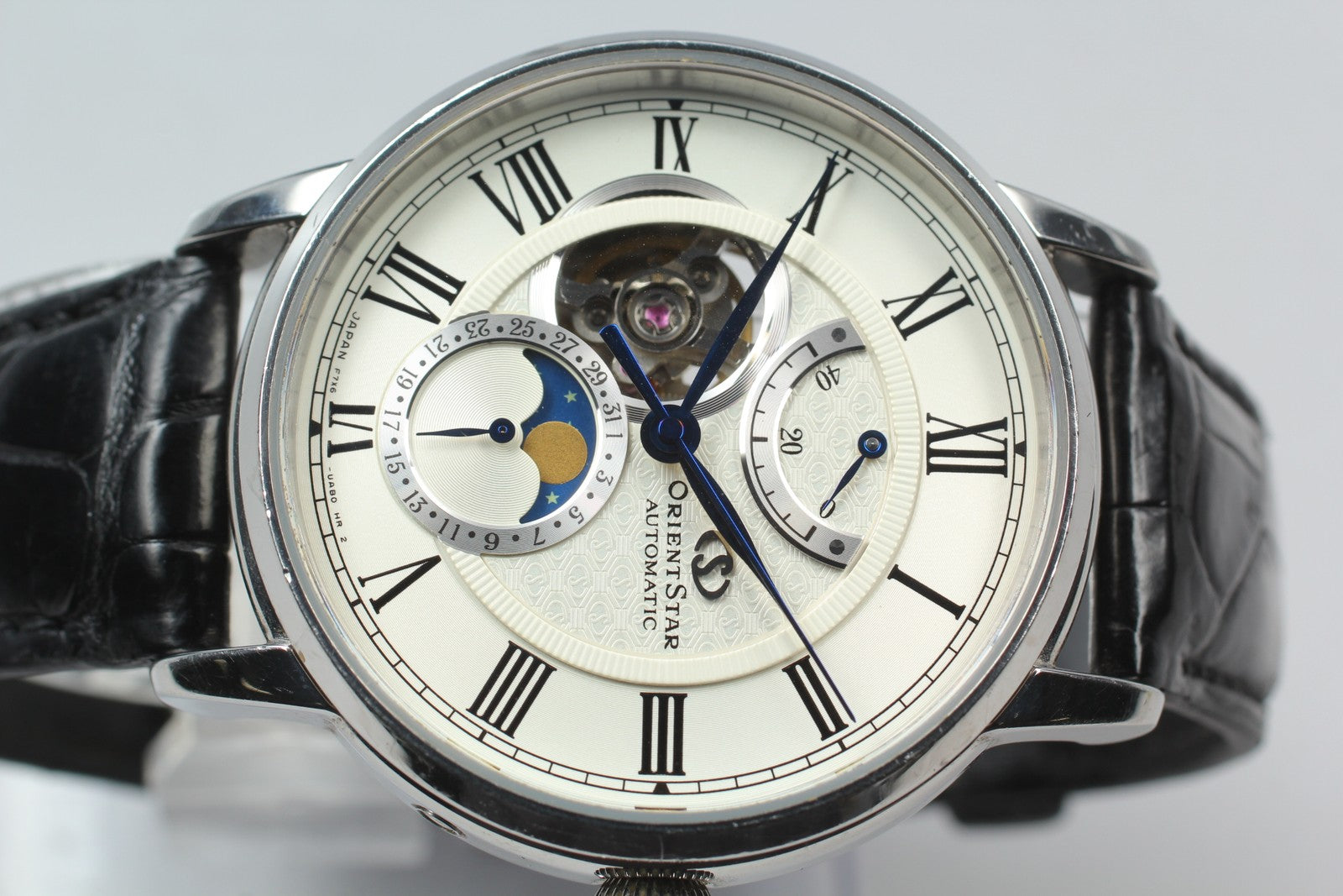 ORIENT STAR F7X6-UAA0 Moon Phase Automatic Silver Date Men's Watch 41mm Exc+5