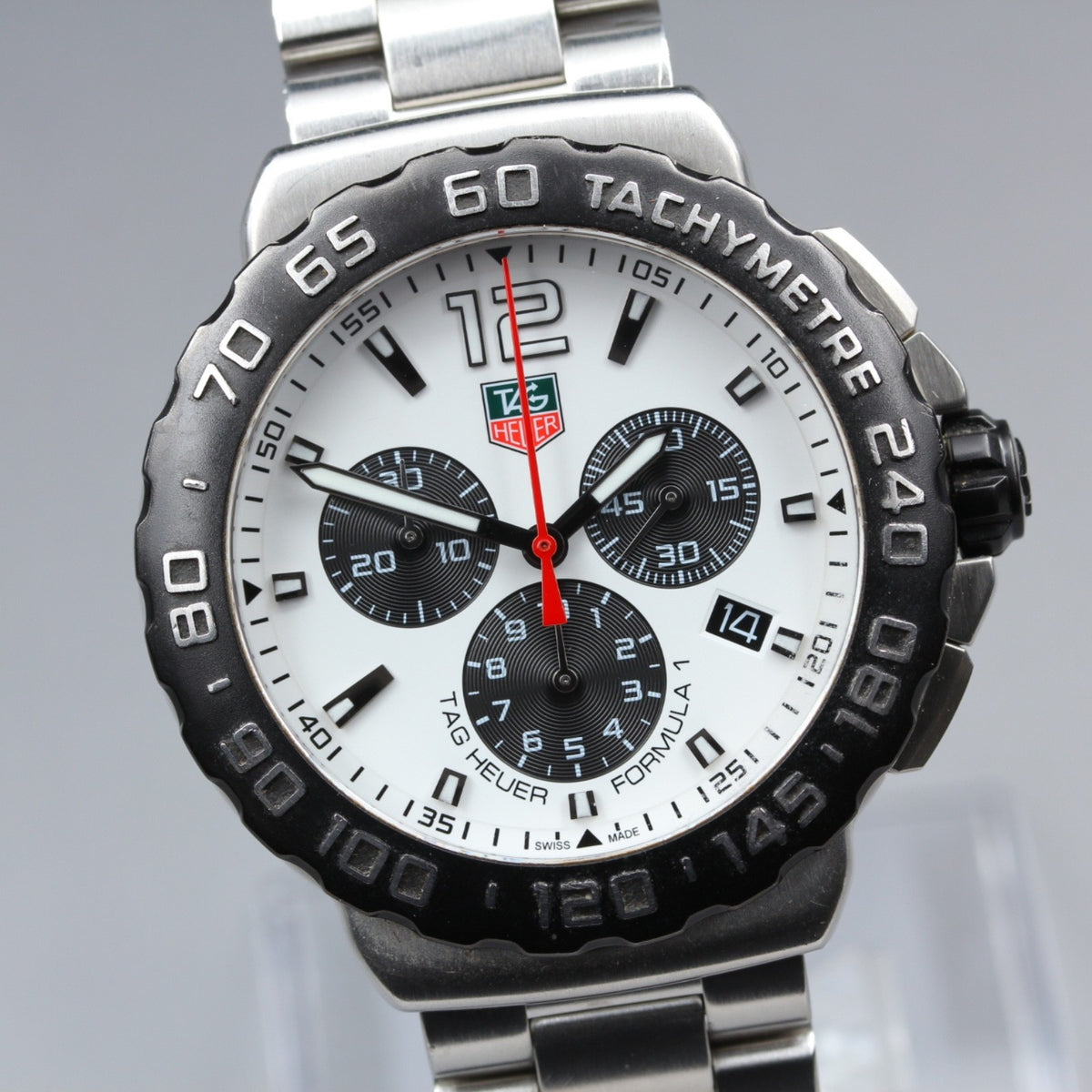 TAG HEUER Formula 1 CAU1111 Quartz White Dial Date Men's Watch 42mm JAPAN