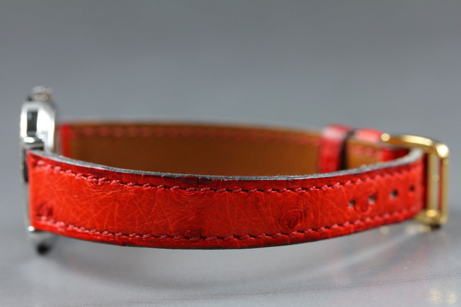 Vintage HERMES Sellier White Dial Red "T" 24mm Woman's Quartz Watch