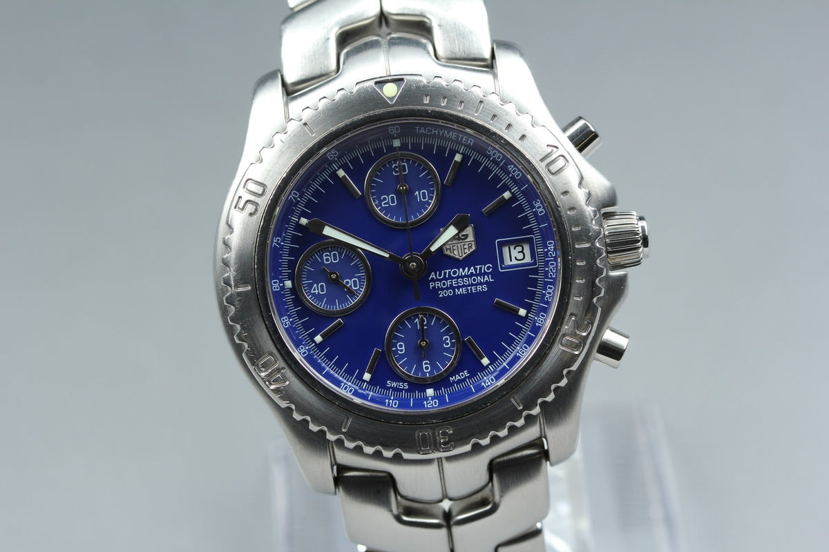 Tag Heuer Link Chronograph CT2110 Blue Dial Date 41mm Automatic Men's Watch Box