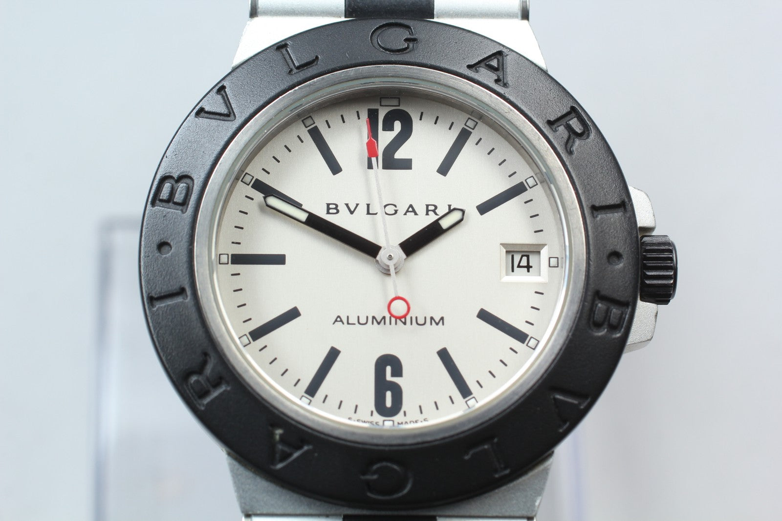 BVLGARI Aluminum AL38TA Silver Dial Date Automatic Men's Watch 38mm JAPAN Exc+5