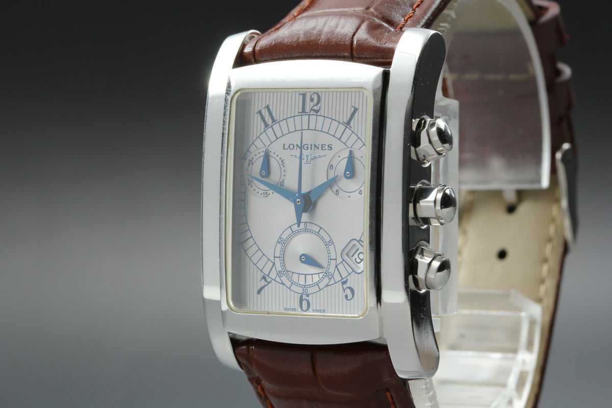 LONGINES Dolce Vita L5.656.4 Chronograph Quartz Silver Men's Watch 28mm JAPAN