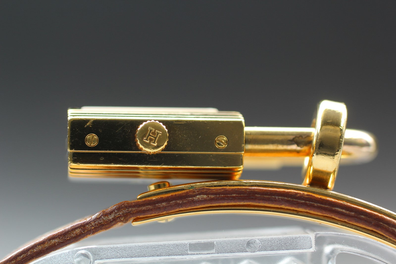 New Batt* HERMES Kelly KE1.201 Gold Dial Quartz Women's Watch JAPAN Exc+5*Box