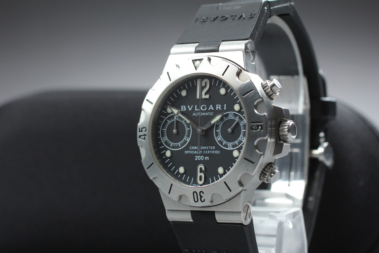 Exc+5* BVLGARI Diagono Scuba SCB38S Automatic Black Men's Watch 38mm From JAPAN