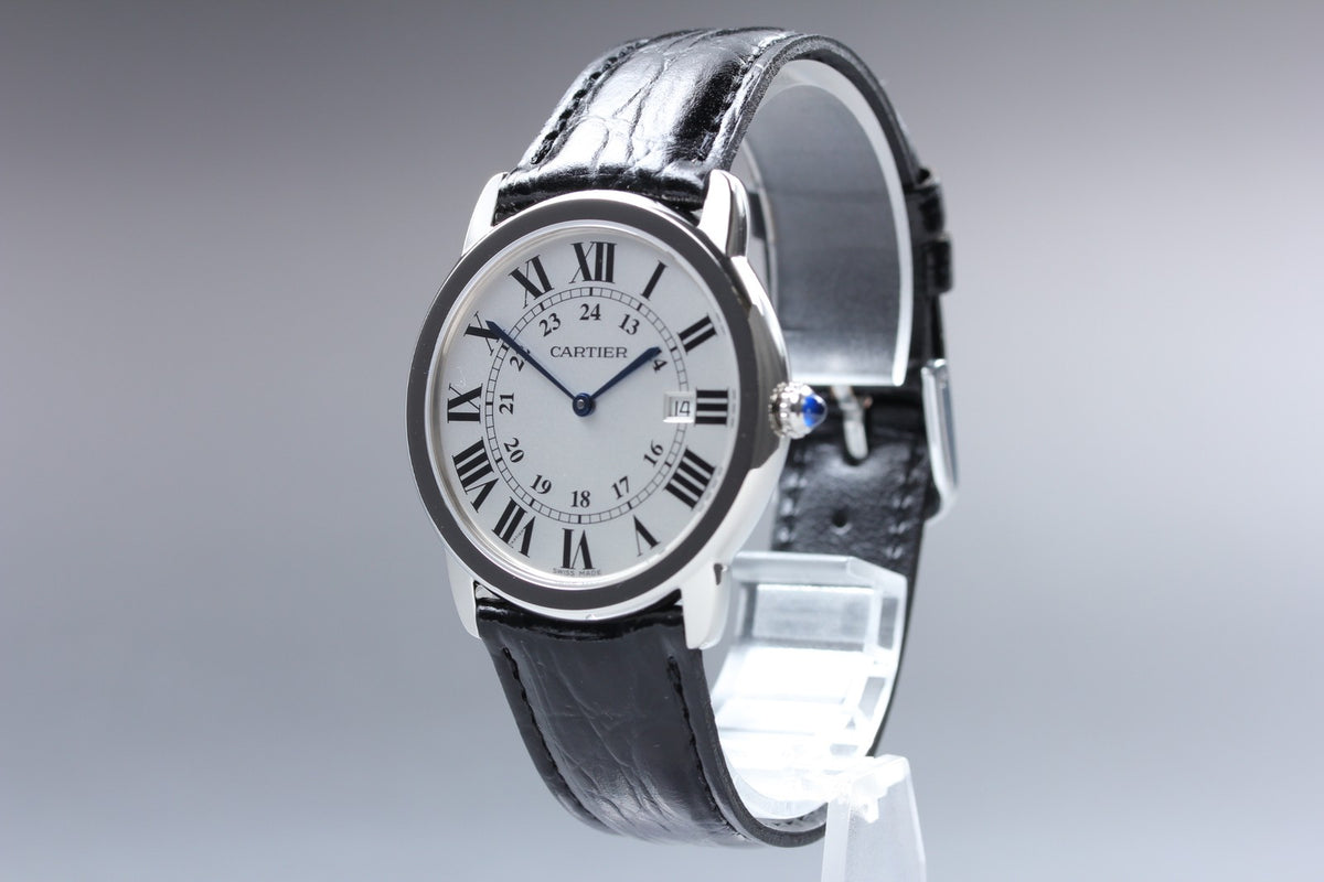 Cartier Ronde Solo de Cartier 3603 Silver Quartz 35mm Unisex Watch Polished Box
