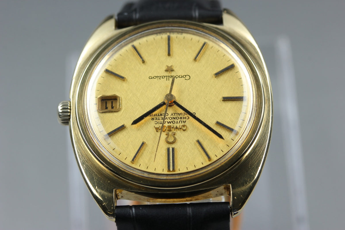 OMEGA Constellation 168.017 Cal.564 Gold Chronometer Date AT Mens Watch Vintage