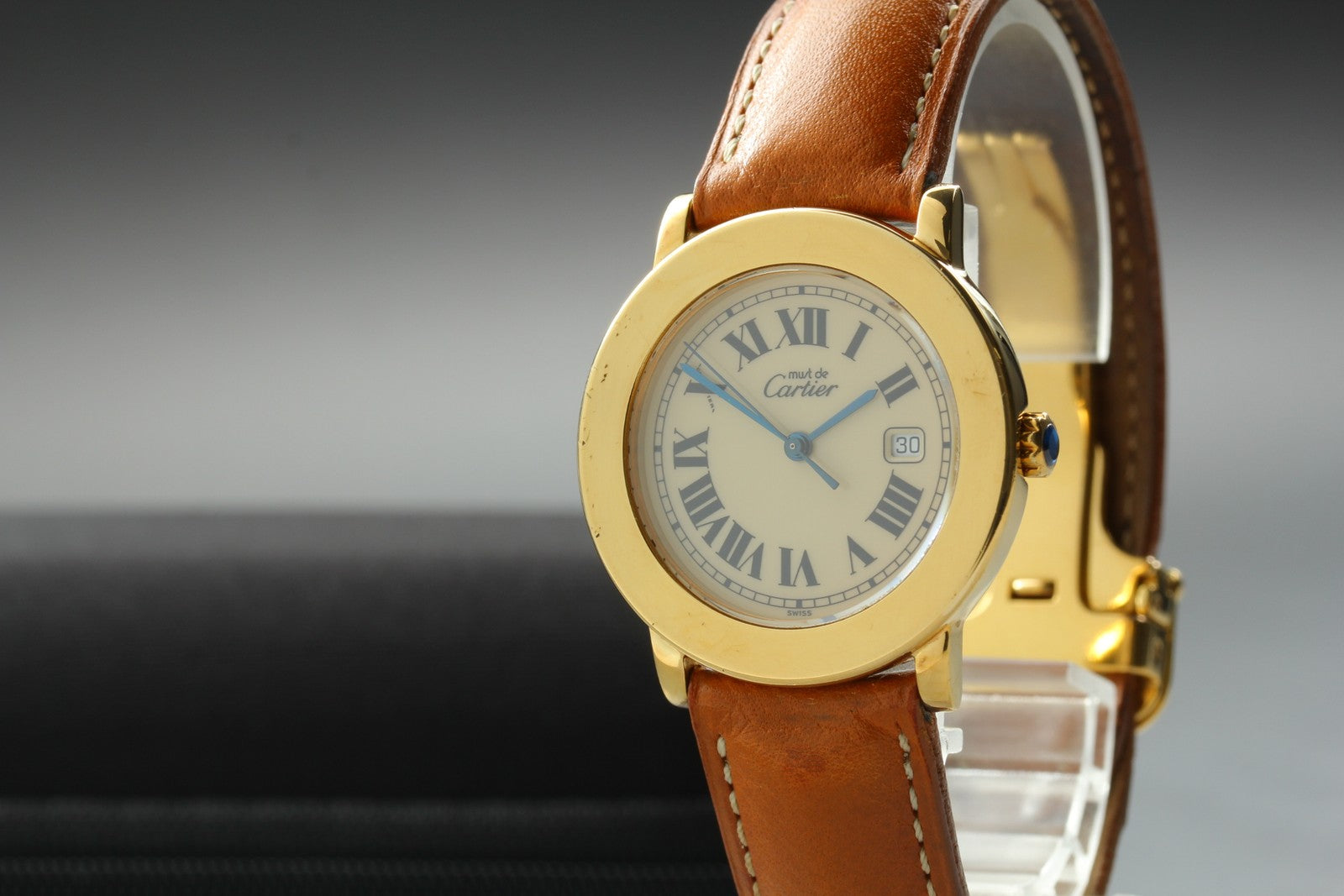 Vintage Cartier Must de Cartier Ronde 1800 1 Gold Brown 32mm Unisex Quartz Watch
