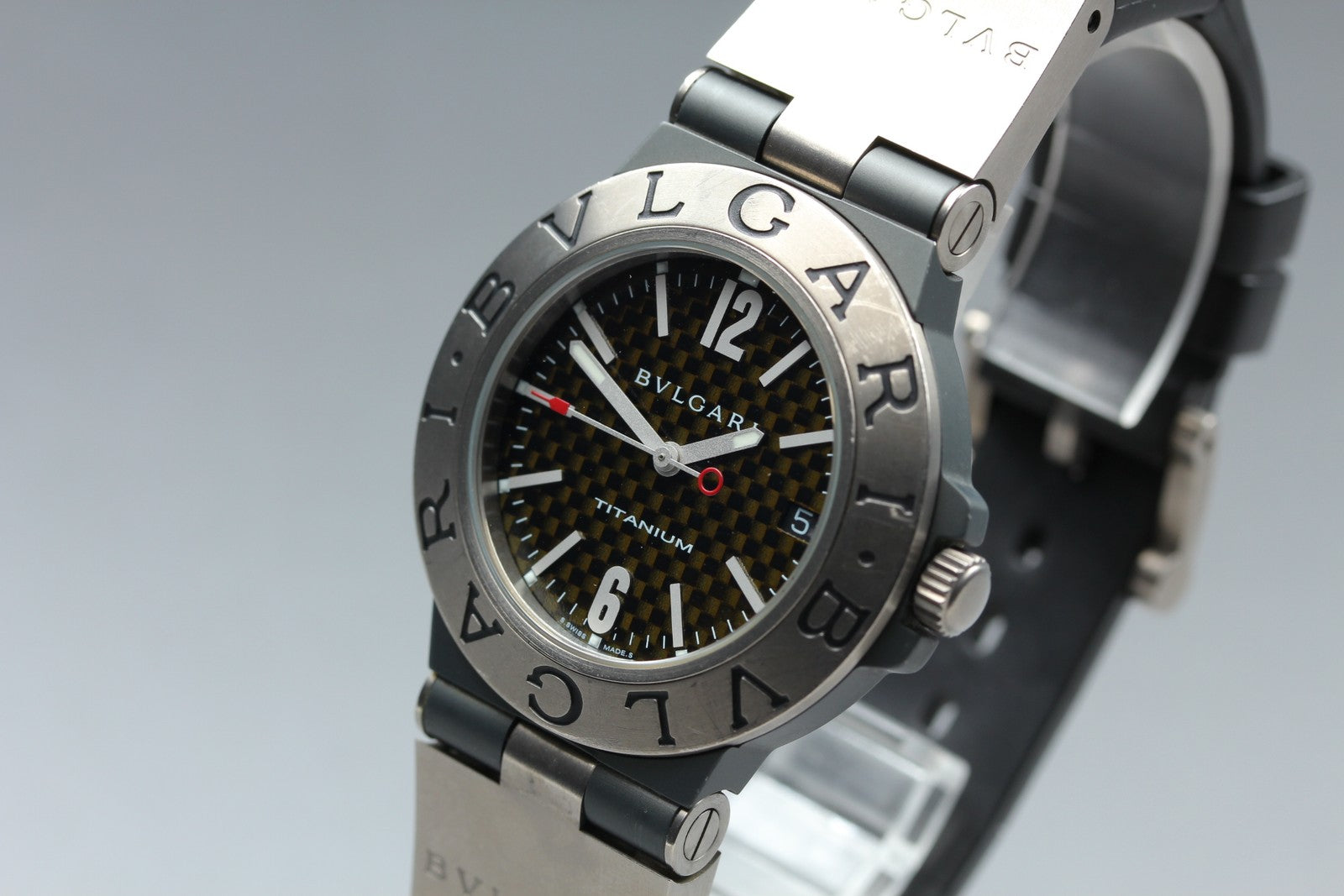 Vintage BVLGARI Diagono TI38TA Automatic Black Date Men's Watch 38mm From JAPAN