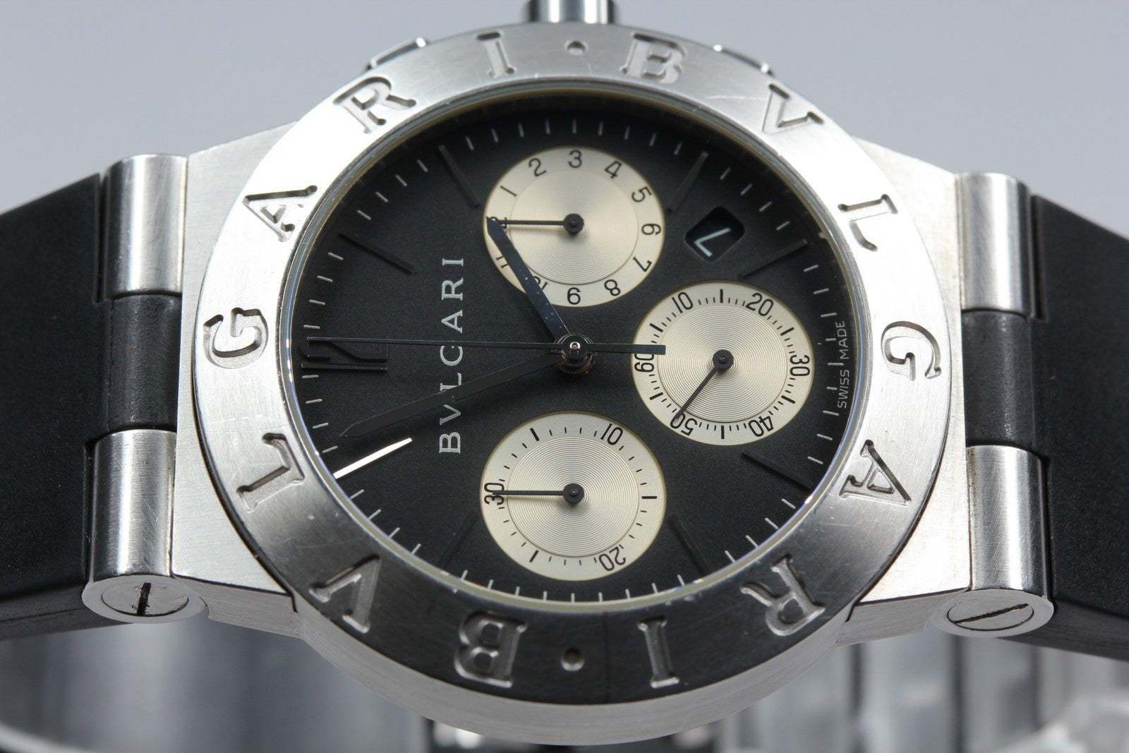 New Batt BVLGARI Diagono Sports CH35S Quartz Black Men's Watch 36mm JAPAN Box
