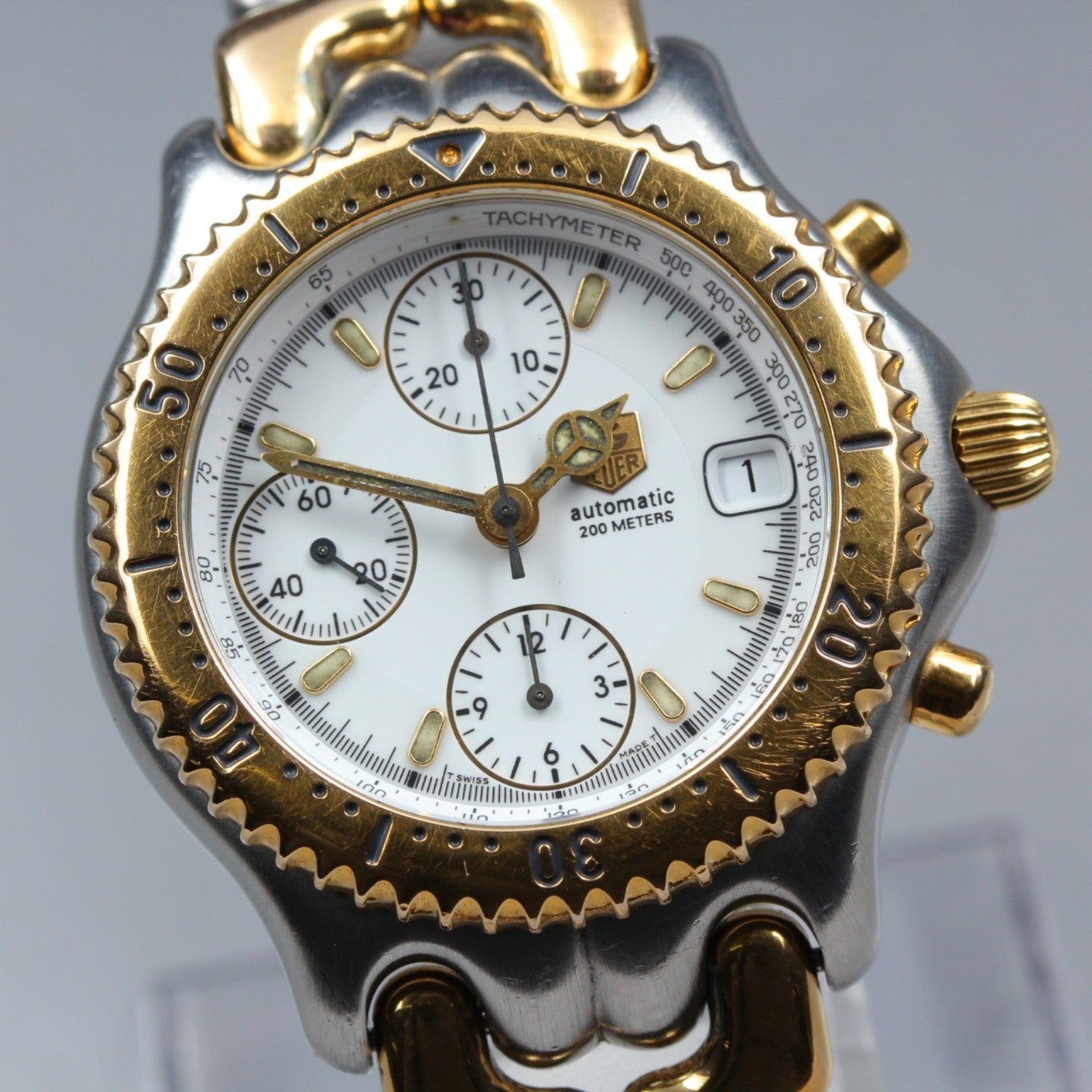 TAG HEUER SEL CG2120-R0 Automatic Chronograph White Men's Watch 38mm JAPAN Box