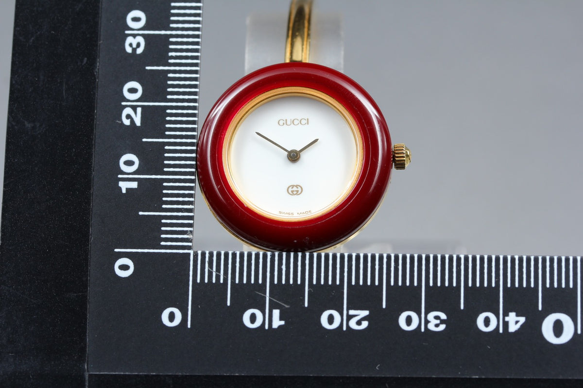 New Batt Gucci 1100-L Change Bezel 11Colors White Women Quartz Watch 26mm JP Box