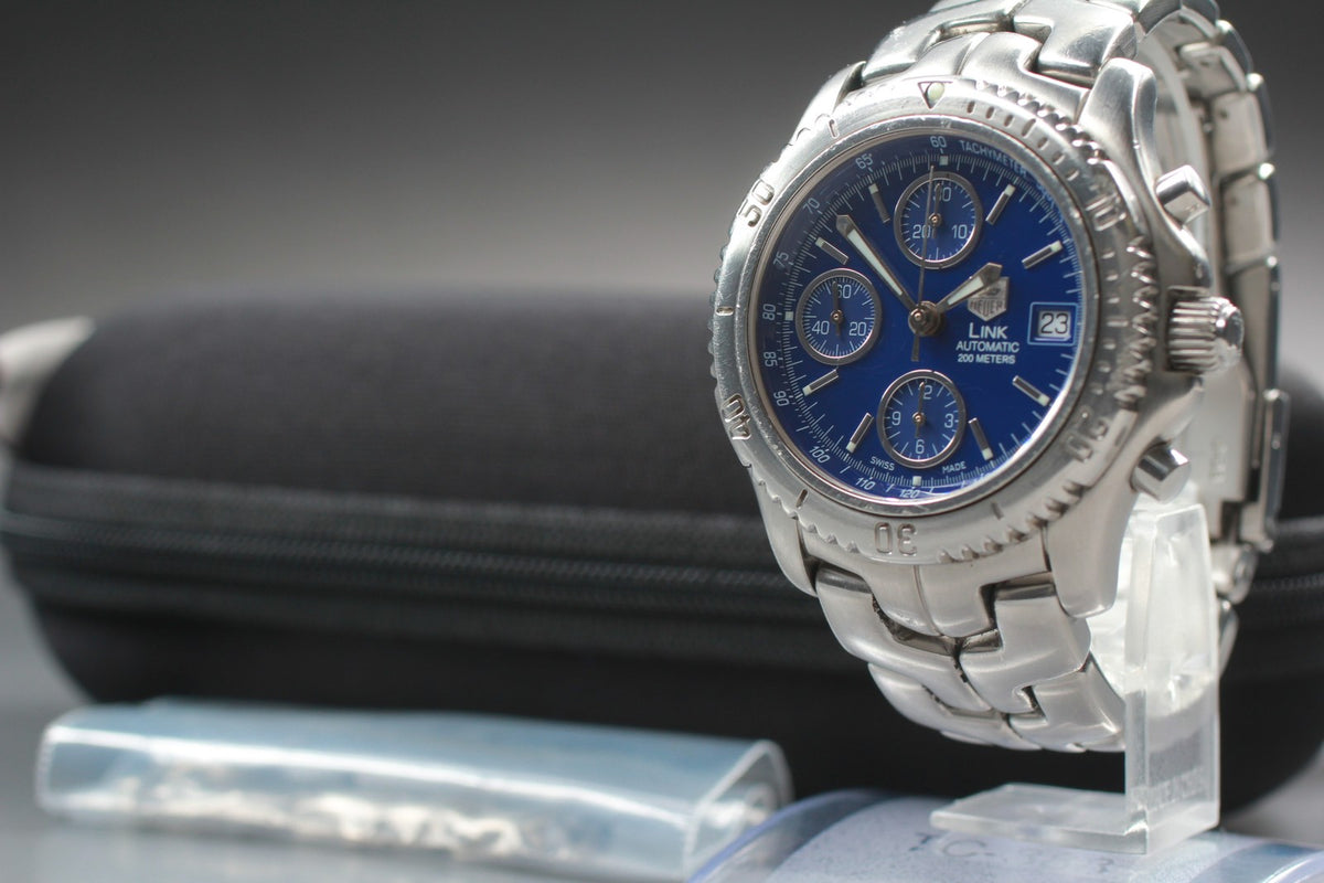 TAG Heuer Professional CT2110 Chronograph Blue Automat Men's Watch 41mm JAPAN
