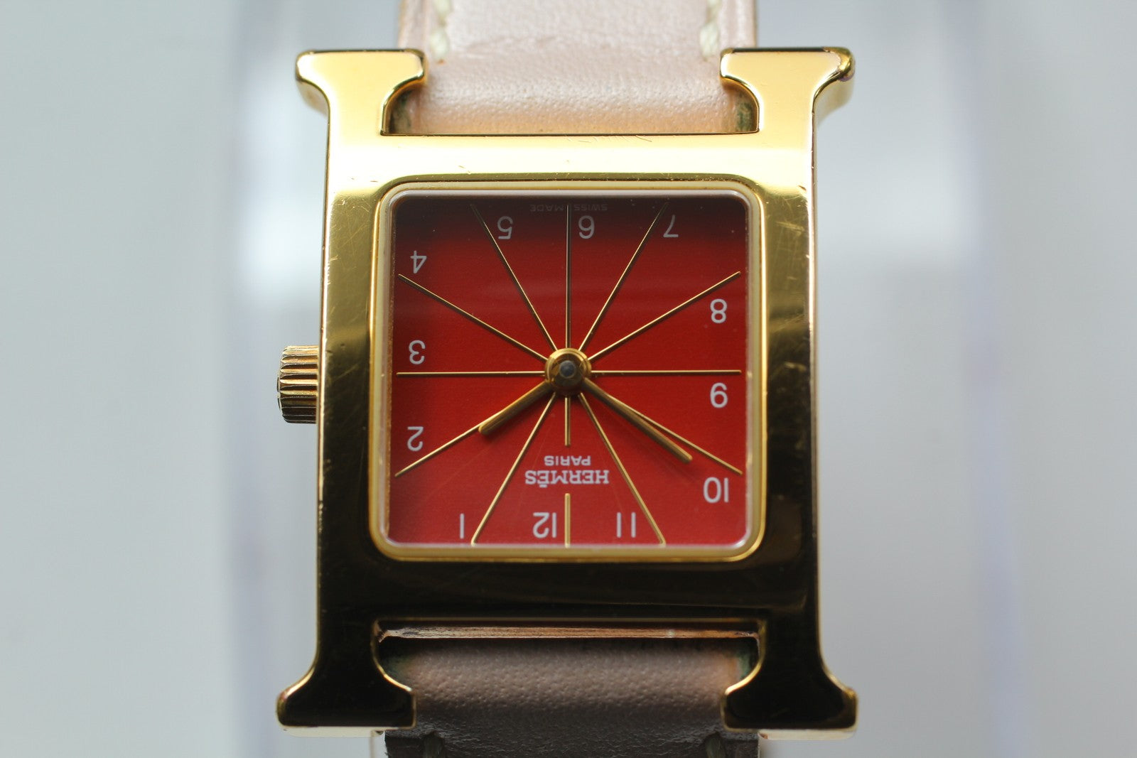 HERMES H Watch HH1.201 Quartz Red Dial Ladies Watch 21mm JP Box JAPAN