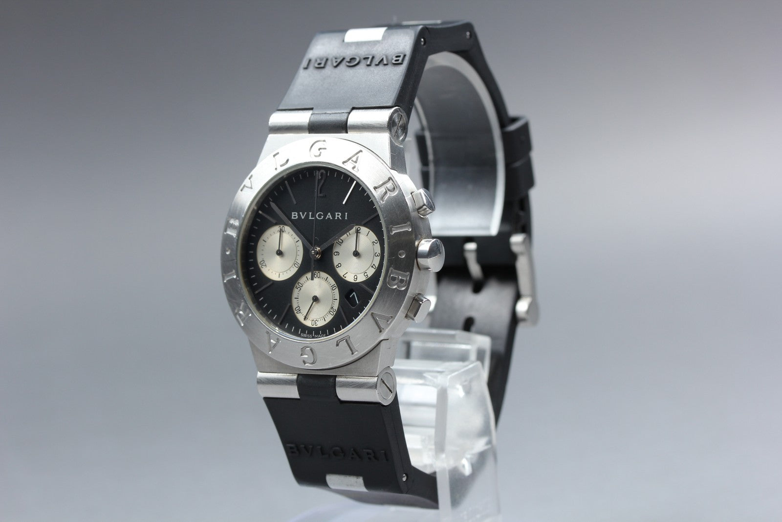 New Batt BVLGARI Diagono Sports CH35S Quartz Black Men's Watch 36mm JAPAN Box