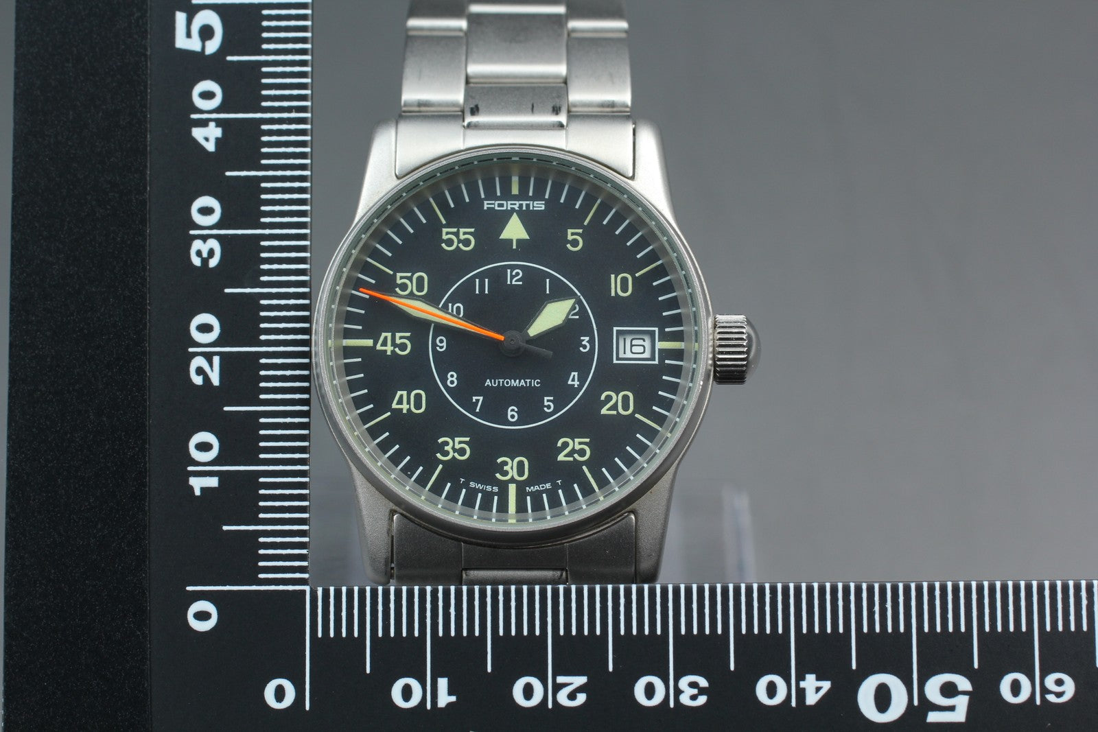 FORTIS Flieger 620.10.46 Automatic Black Men's Date Watch 34mm JAPAN Exc+5*Box