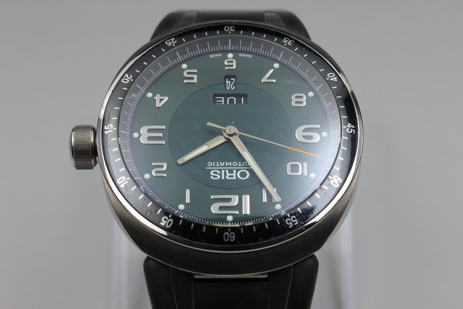 ORIS TT3 7589 Day Date Titanium Green Dial Black 44mm Automatic Men's Watch