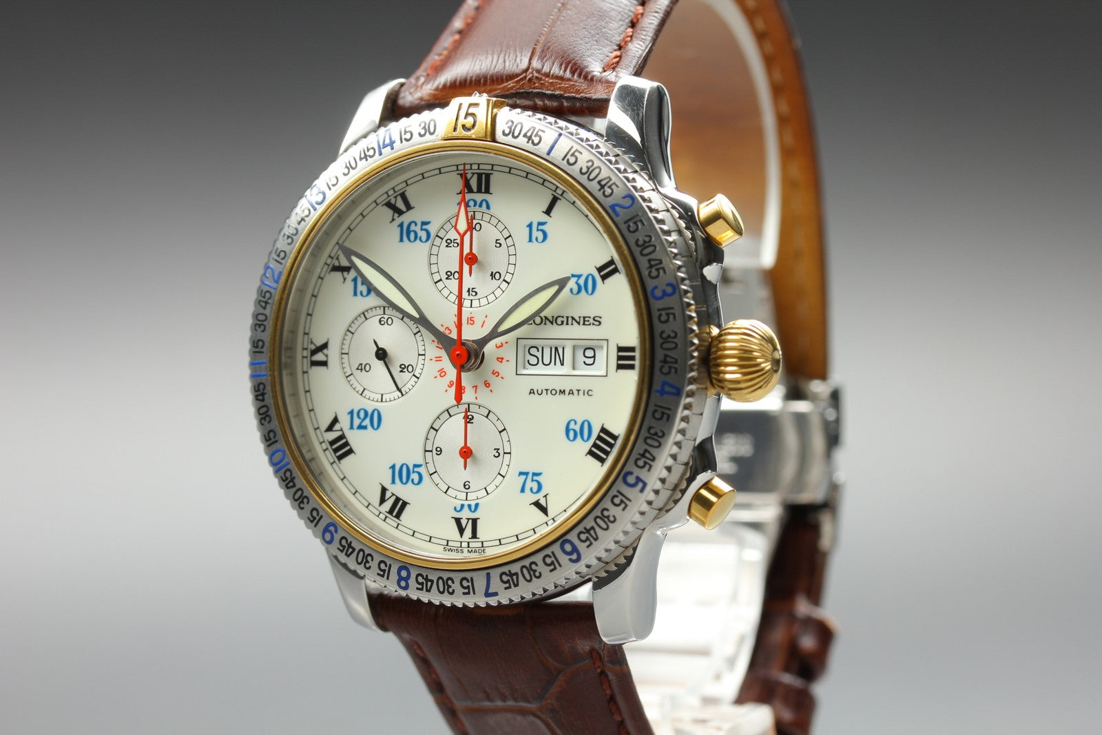 Longines Lindbergh Hour Angle Chronograph L2.618.5 41mm White Dial AT Mens Watch