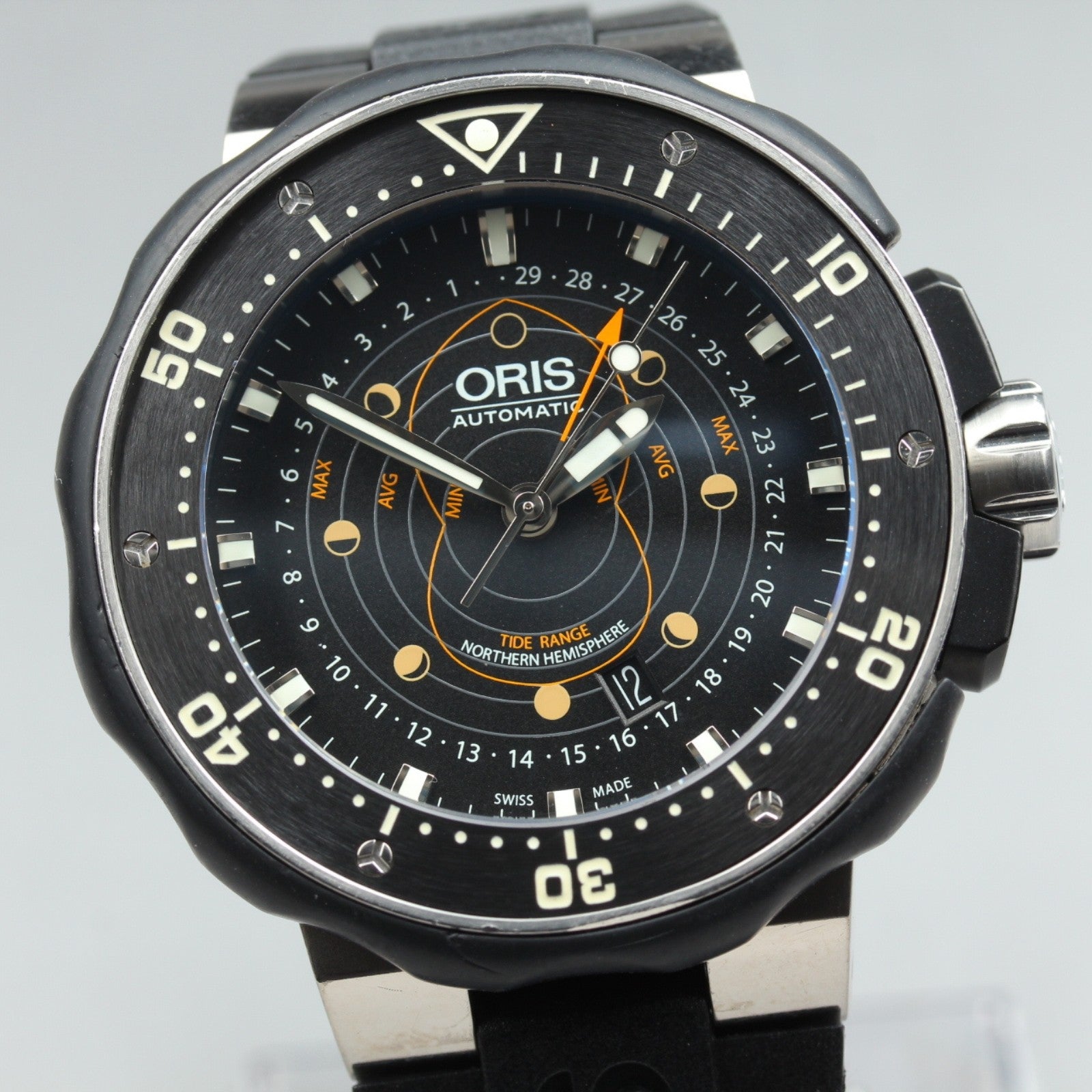 ORIS ProDiver Pointer Moon 7682 Automatic Black Men's Watch 46mm JAPAN