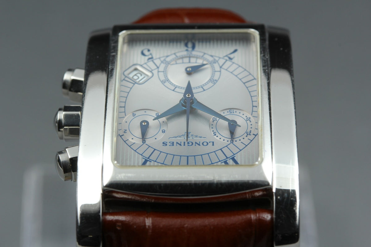 LONGINES Dolce Vita L5.656.4 Chronograph Quartz Silver Men's Watch 28mm JAPAN
