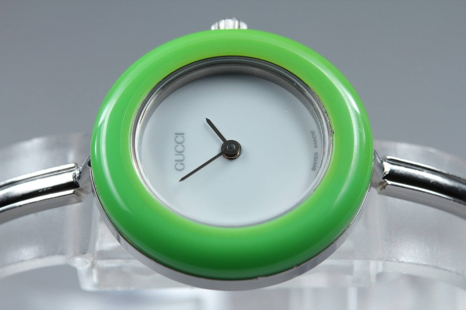 Vintage Gucci Change Bezel 11/12.2L Light Green Bezel Silver Women's Qz Watch