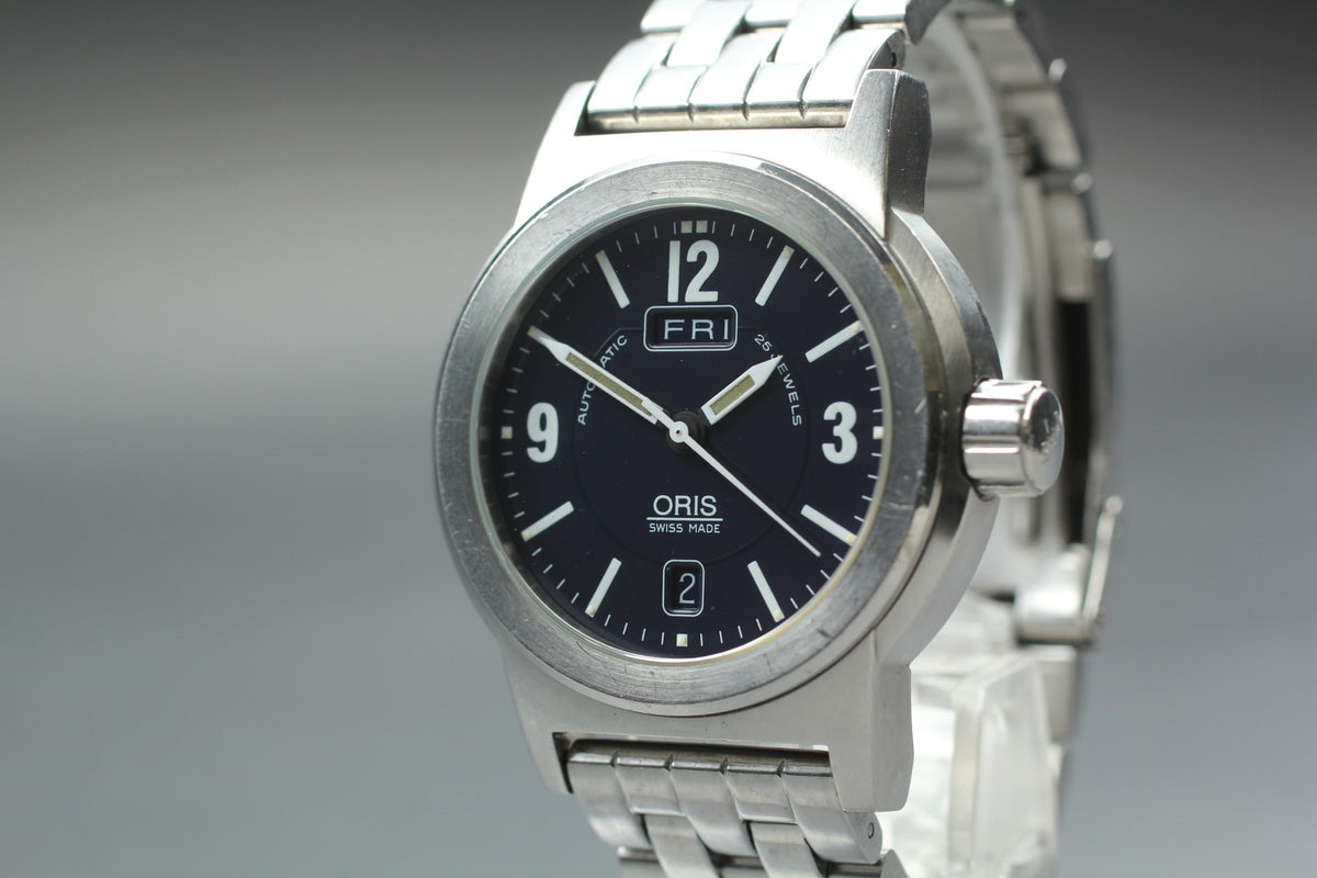 Vintage ORIS Big Crown 7500 Automatic Black Day/Date Boys Watch 40mm JAPAN