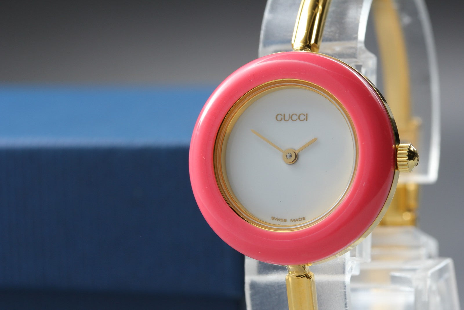 Vintage Gucci Change Bezel 11/12.2 Pink Bezel Gold Women's Quartz Watch